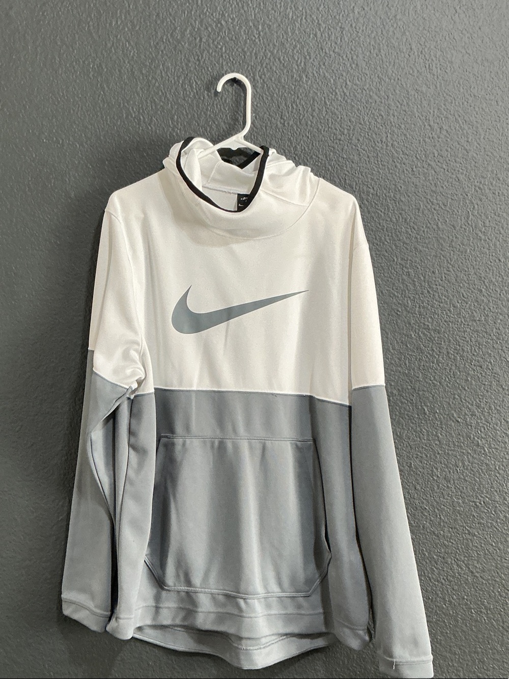 Nike Two-Tone White and Light Gray Pullover Hoodie